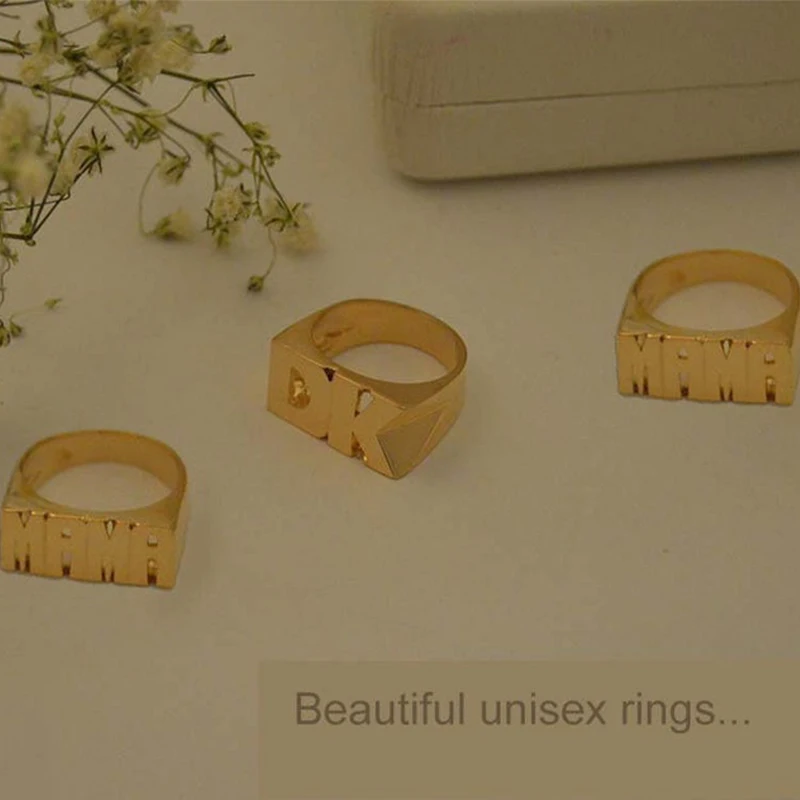 2023 Hiphop Personalize Lucky Angel Number Anniversary Year Ring Custom Stamp Flat Chunky Rings For Men Women Jewelry Gifts