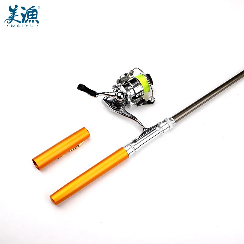 Pocket Collapsible Fishing Rod Reel Combo Mini Pen Fishing Pole Kit 7  Colors Pen 