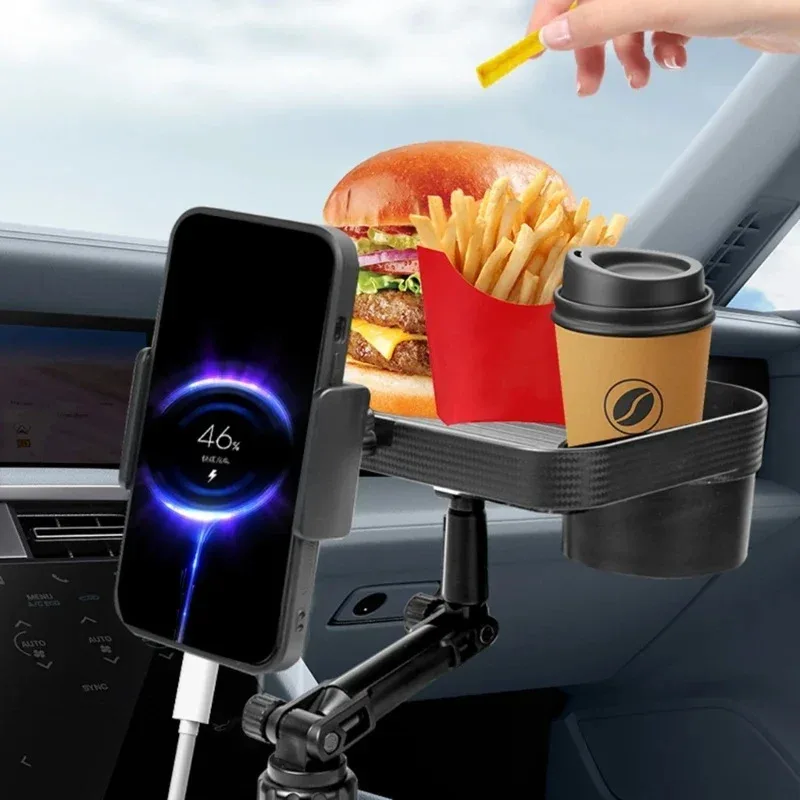 Vassoi per alimenti girevoli per auto che mangiano portabicchieri per laptop da scrivania - immagine 3
