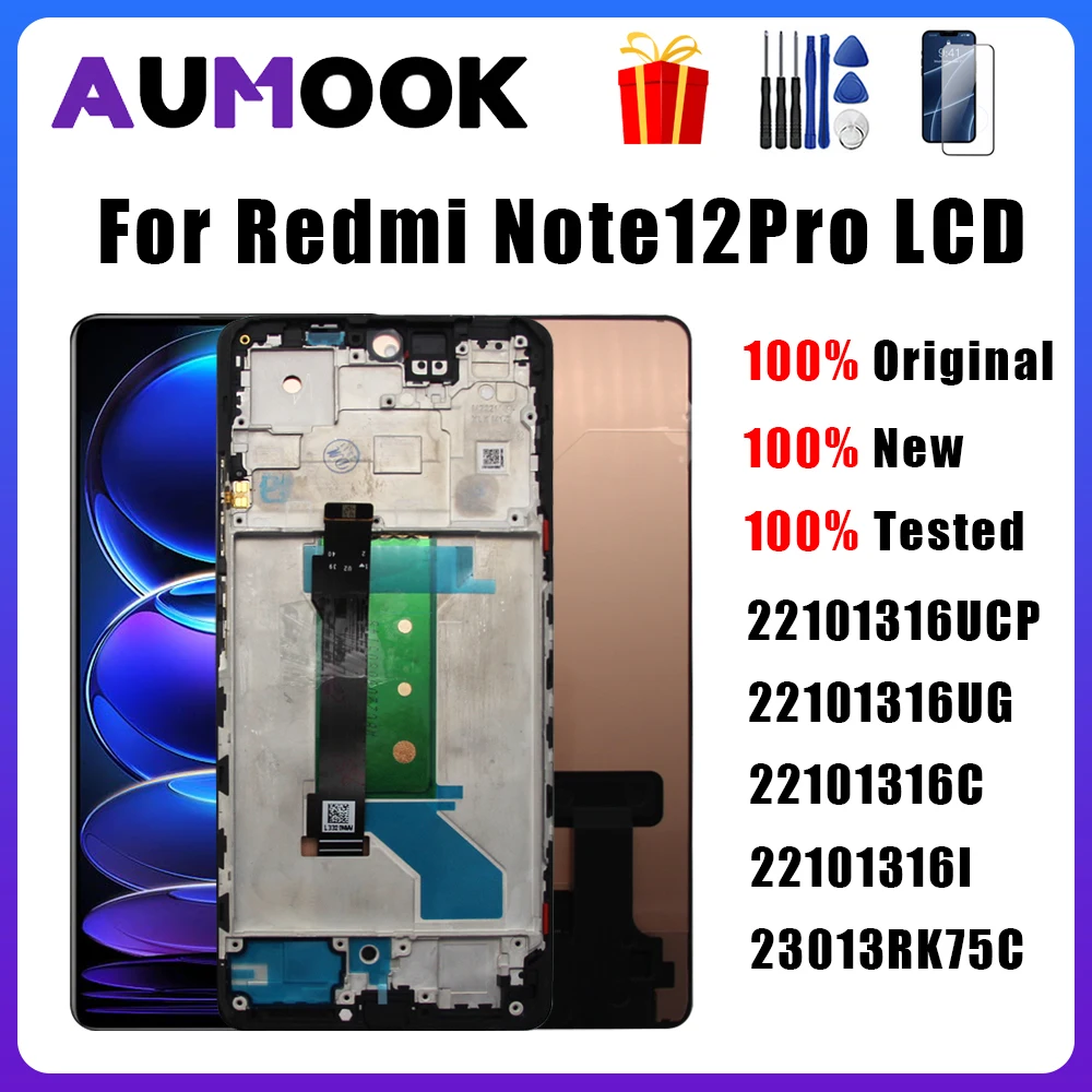 

Original OLED For Redmi Note12Pro 5G LCD Display Touch Screen Digitizer Assembly For Redmi Note12Pro Plus With Frame Replacement