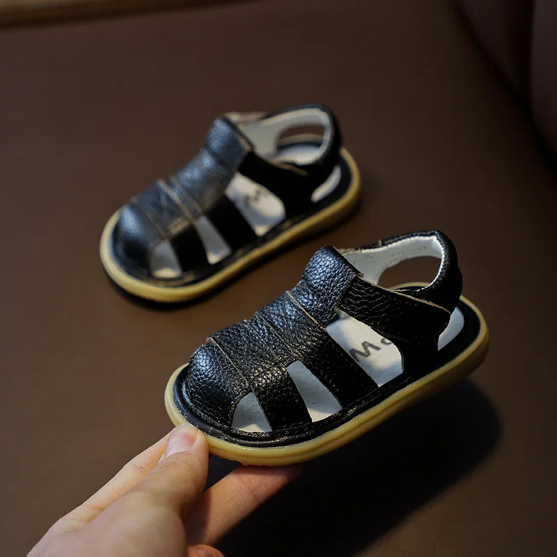 

Baby Girls Boys Summer Sandals Infant Anti-collision Toddler Shoes Soft Bottom Genuine Leather Kids Children Beach Sandals