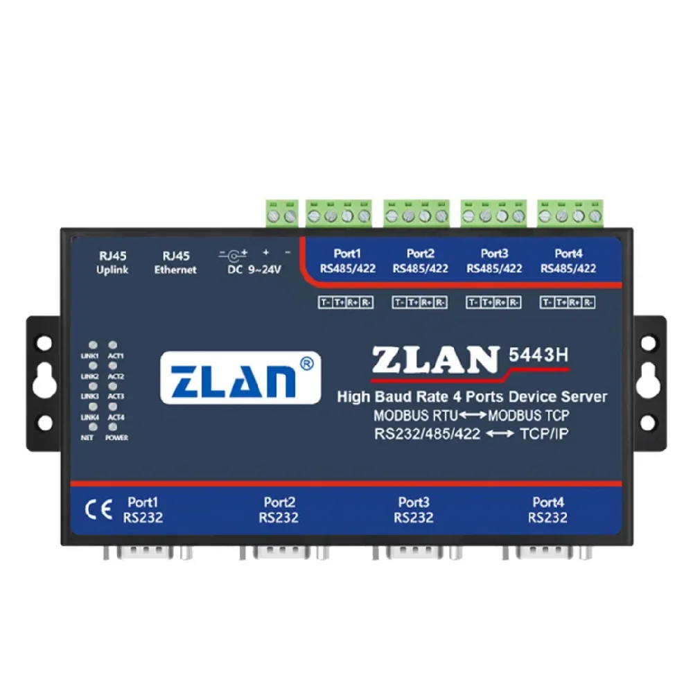 network-device-4-serial-port-rs232-rs485-rs422-to-ethernet-converter-iot-server-device-zlan5443h-support-modbus-high-baud-rate