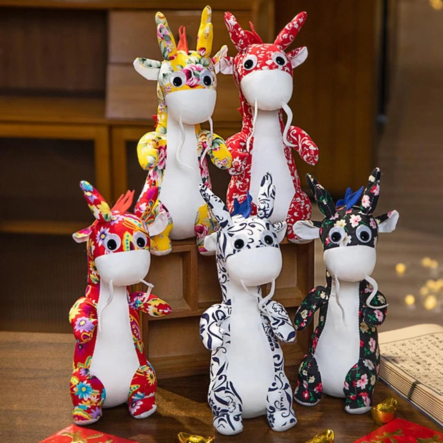 Year of 2024 Dragon Mascot Plush Doll Soft Stuffed Animal Doll 3D Standing  Posture Chinese Zodiac Dragon Plushies Festival Home Decoration New Year