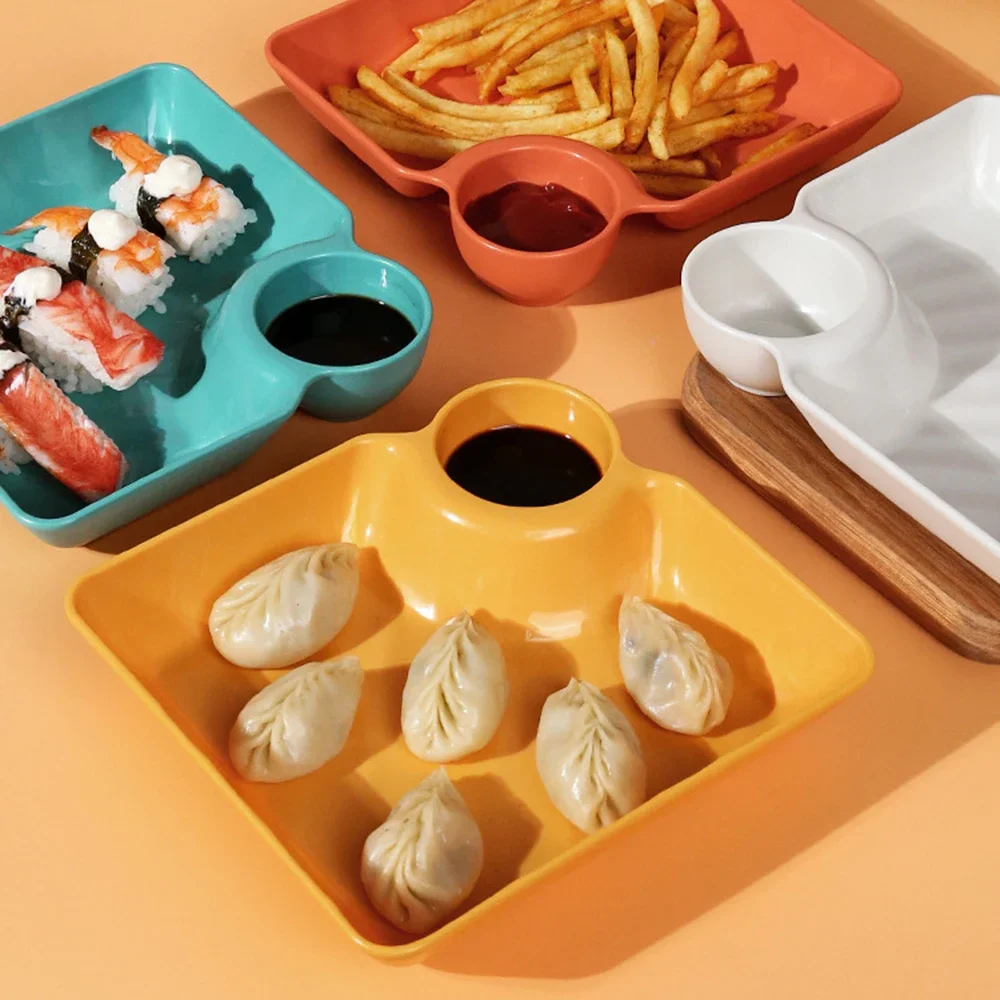 1pc-Dumpling Plate Polished Square Snack Plate Restaurant Kitchen Household Use Creative Design Easy to Clean appetizer plates
