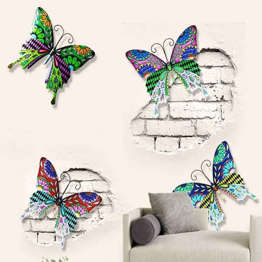 Butterfly Lizard Metal Animal Wall Decor Art Craft Sculpture Hang Indoor Outdoor for Home Garden Office Landscape Decoration animal ornaments metal wall decor metal butterfly ornaments