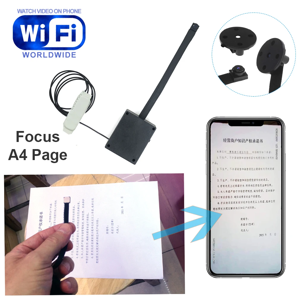 WiFi IP Camera With Long Flexible Lens Build-in Battery And Focus A4 Page Can Beautifully Read clip on fan 10000mah rechargeable battery fan with led lantern sturdy flexible tripod clip on for golf cart workout desk fan