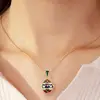 Enamel HandMade Jewelry Can Open Brass Vintage Egg Pendant Crystal Necklace Gift To Women Girls Apple Inside Christmas 2