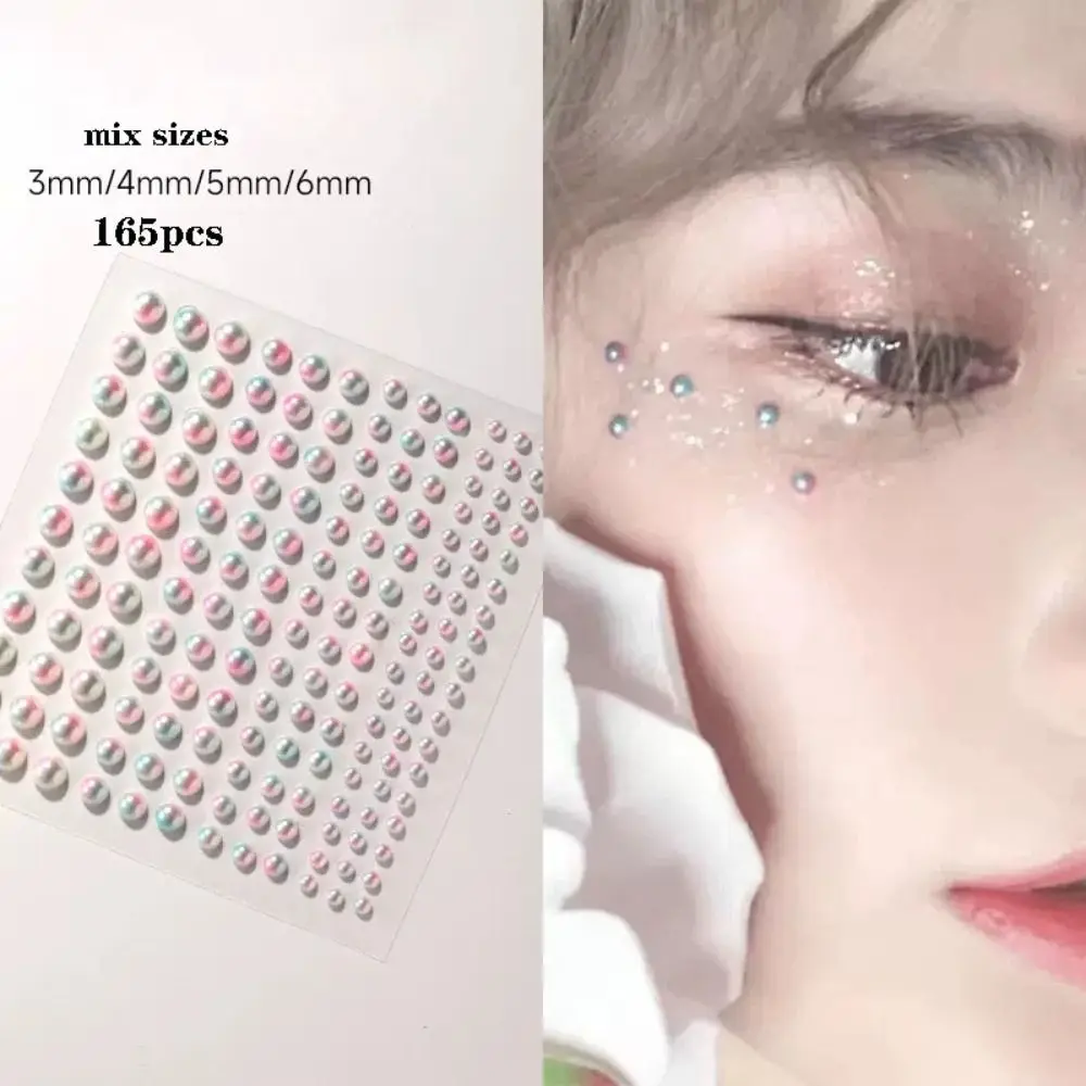 셀프 접착 헤어 펄 스티커 베이지 펄 스티커 아름다운 믹스 3mm/4mm/5mm/6mm 페이스 펄 스티커