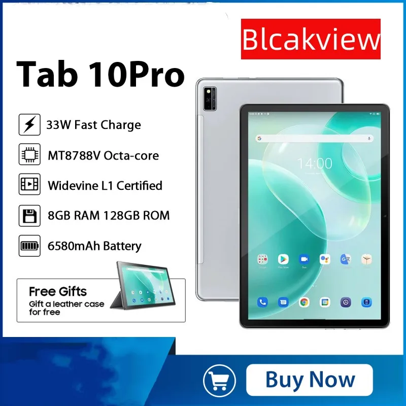 128GB ROM Tablet Blackview TAB 10 Pro Android 11 8GB RAM 6580mAh Dual 4G  LTE WIFI 1200x1920 30W Fast Charging 10.1 Inch Table PC