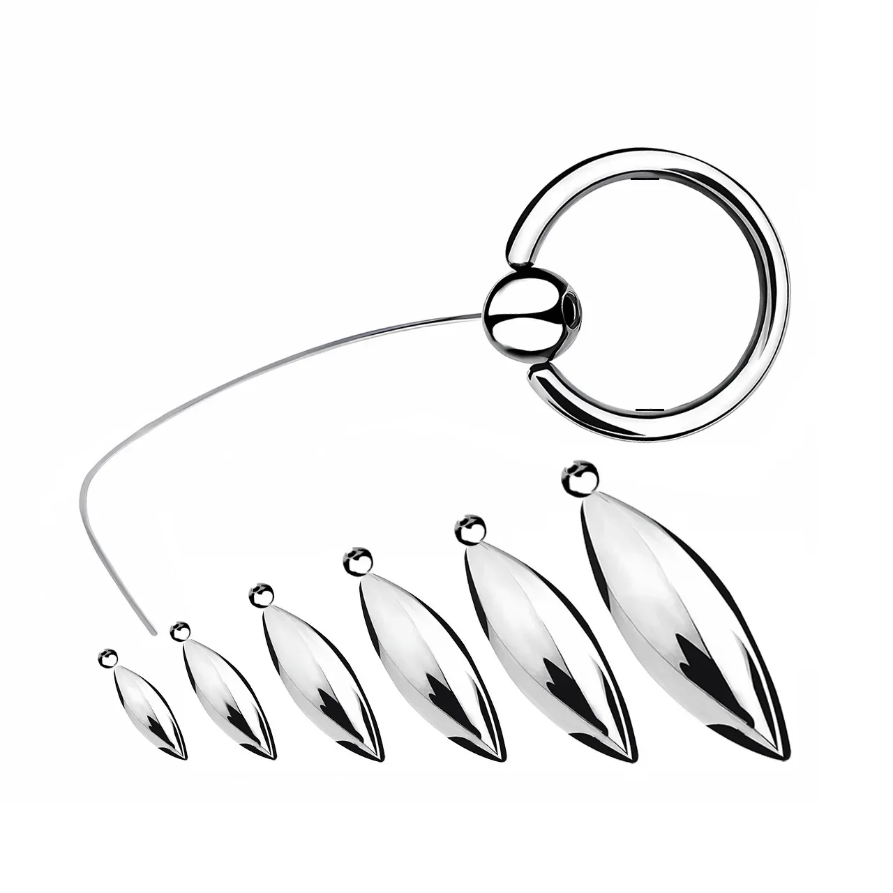 Bullet Thread Metal Urethral Pulling Ball with Hand Grip for Easy Safe Sexual Play Steel Catheter Dilator Penis Plug Adults