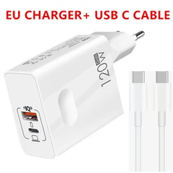 High - Power USB - C 120W GaN Super Fast PD Charger with Quick Charging Adapter - EU Charger Cable