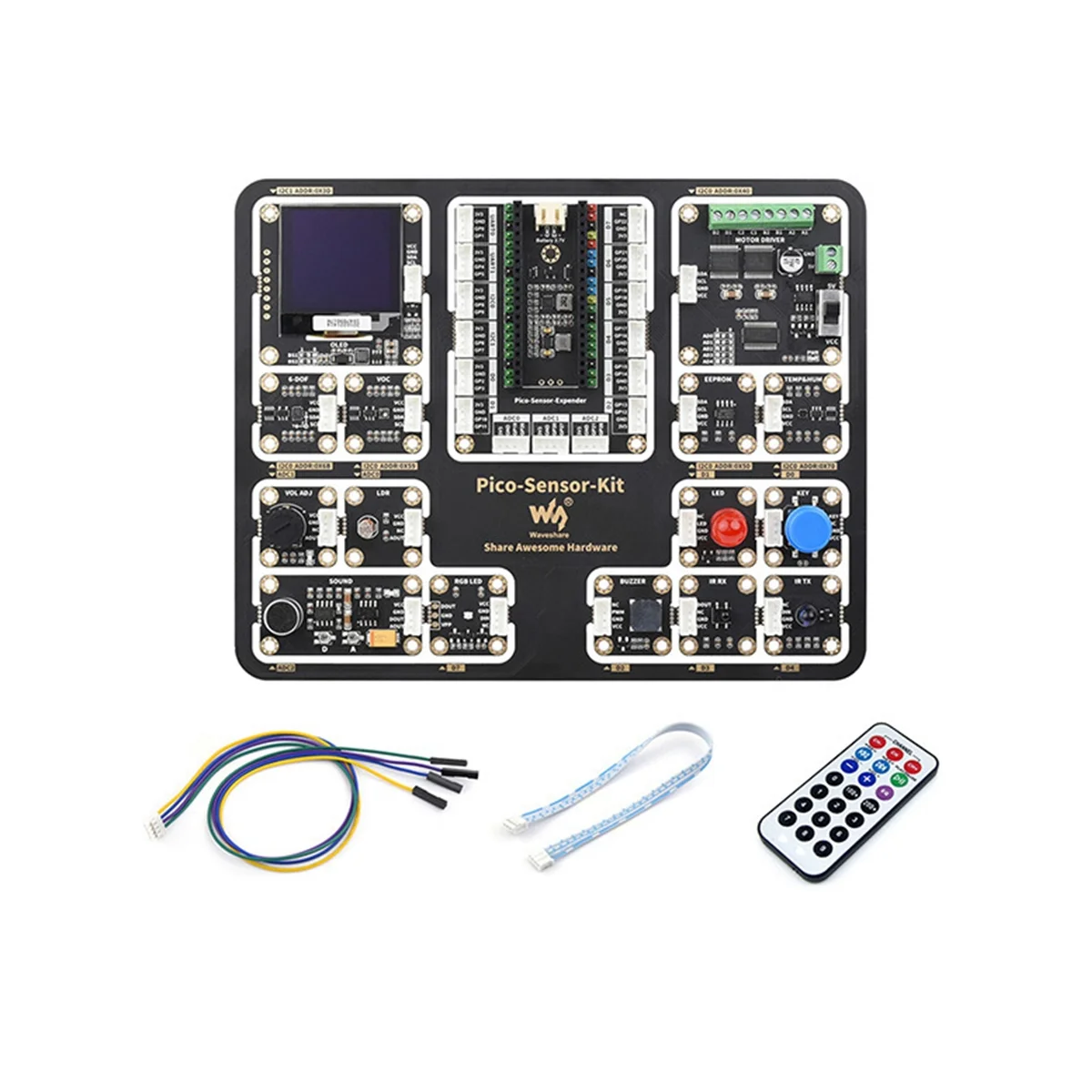 

Waveshare 15 in 1 Sensors Modules Entry Level Sensor Kit DIY Kit for Raspberry Pi Pico Series Motherboards