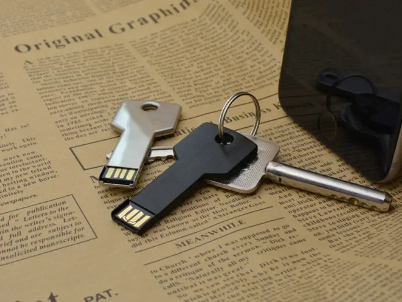 Creative Key Shape Custom Free Logo Photography Metal USB Flash Drive Pen128MB 4GB 8GB 16GB 32GB 64GB Pendrive USB 2.0 10Pcs Lot