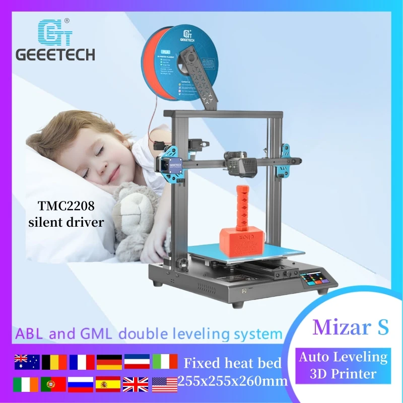 Geeetech Mizar S Autoleveling 3d Printing Machine, Fixed Heat Bed Dual