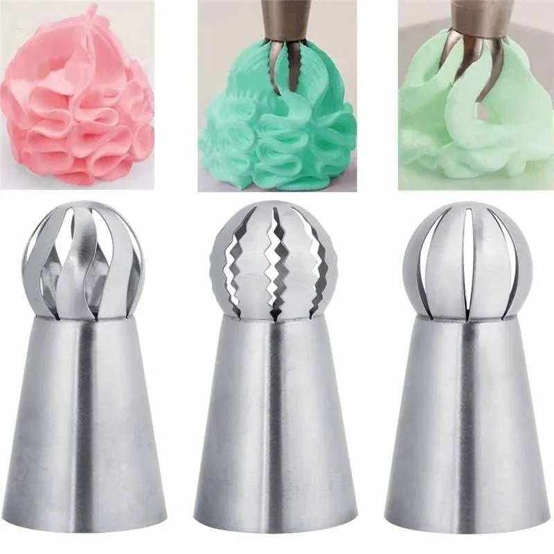 

large Cake Decorating tools, 3Pcs Cake piping Nozzles Tips Kit - DIY Icing Nozzle Tool for Cupcakes