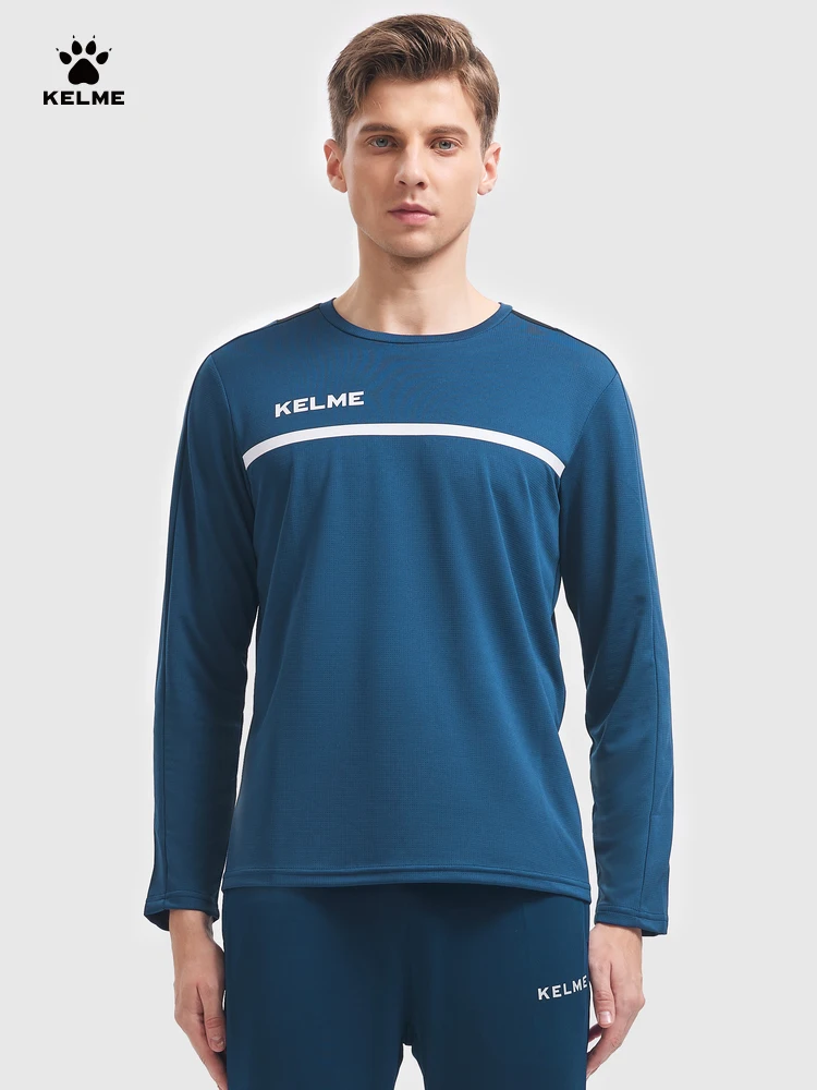 Mens Shirts KELME long sleeve T-shirt men's spring football sport tops round neck professional running training clothes