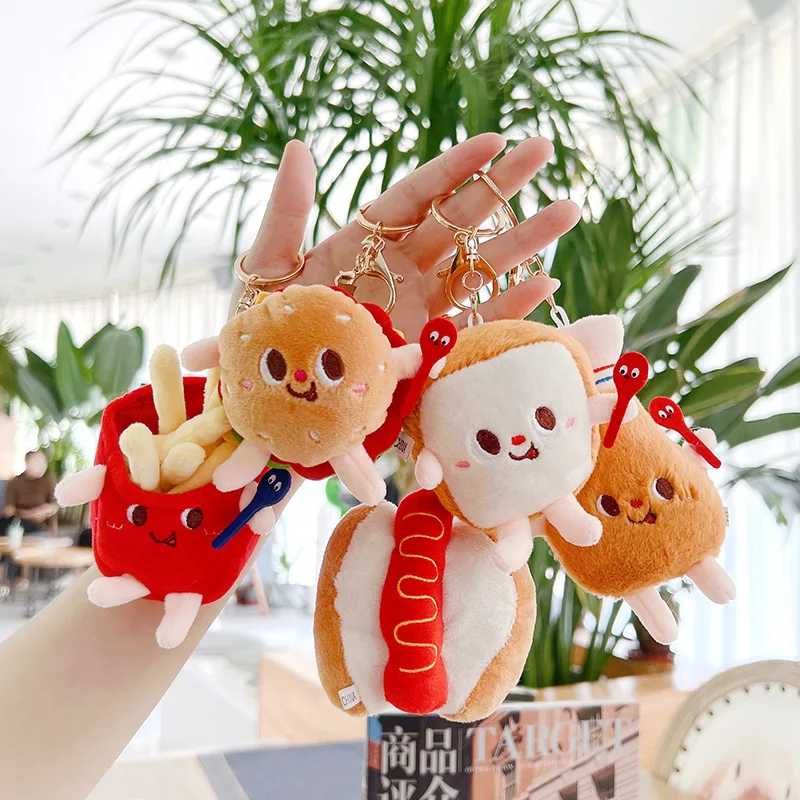 

Cartoon Cute Plush Hamburger Dolls French Fries Chicken Leg Toy Stuffed Food Popcorn Pizza Pendant Kids Toys Birthday Gift