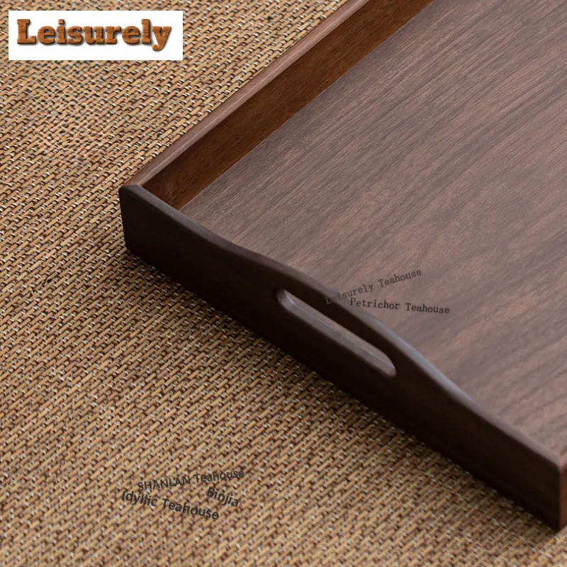 Walnut Double-ear Tea Tray Japanese Cuisine Table Coffee Storage Board Coffeeware Teaware Dishes For Serving Chinese Tea Set