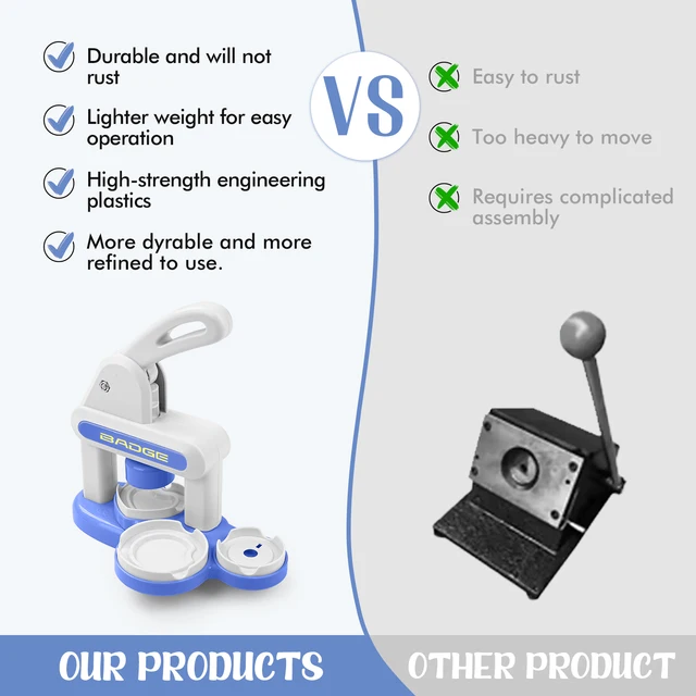 Button Maker Machine Installation-Free DIY Button Pin Maker Machine Badge Press Machine Blue Easy to use Great gift