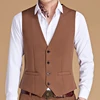 Men Vest White V Neck Solid Single Button Slim Business Formal Waistcoat Tweed Sleeveless Men Suit Vest 4