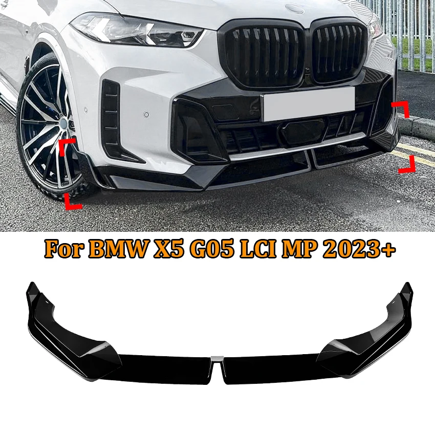 

Car Front Bumper Spoiler Lip Lower Splitter Protector Blade Spoiler Diffuser For BMW X5 G05 LCI MP 2023+ ABS Black Accessory