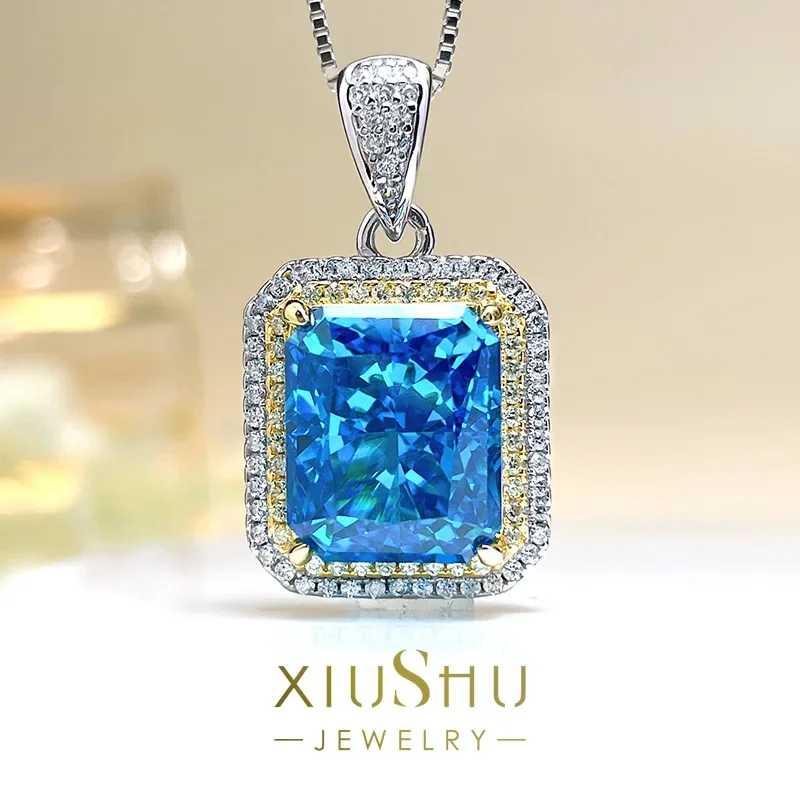 

Classic Fashion Retro High Carbon Diamond Broken Ice Cut Rectangle Colorful Electroplated Pendant Luxury Senior Wedding