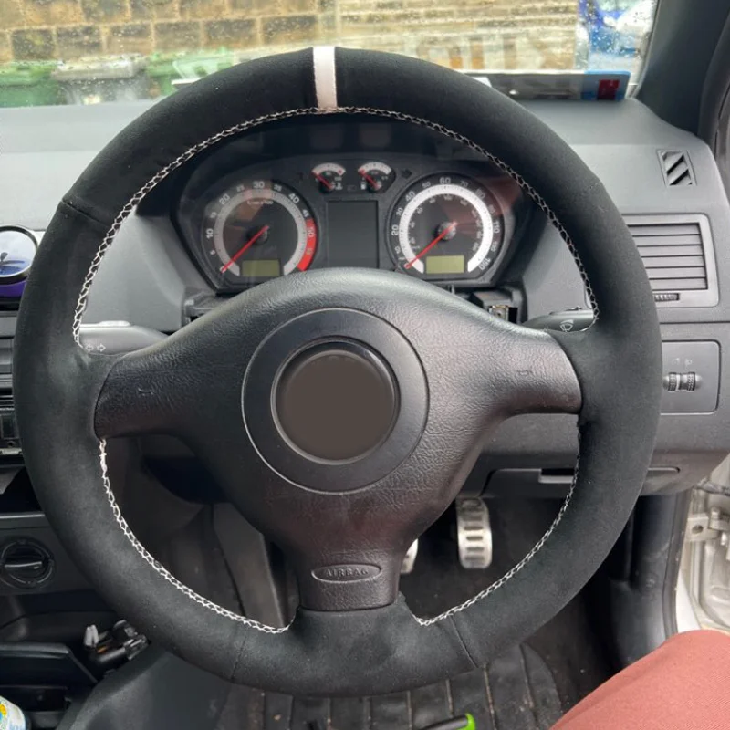 

Customize Black Suede Car Steering Wheel Cover for Volkswagen VW Golf 4 IV Passat B5 Variant Polo Skoda Seat Leon MK1