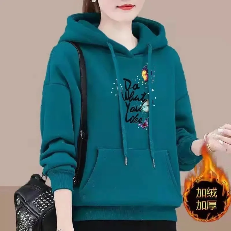 thumbnail image 1 of Sudadera con capucha de primavera y otoño para mujer, sudaderas con capucha estampadas de moda de talla grande, jerséis para mujer, sudadera holgada, abrigo, tops de polar, 1 of 4
