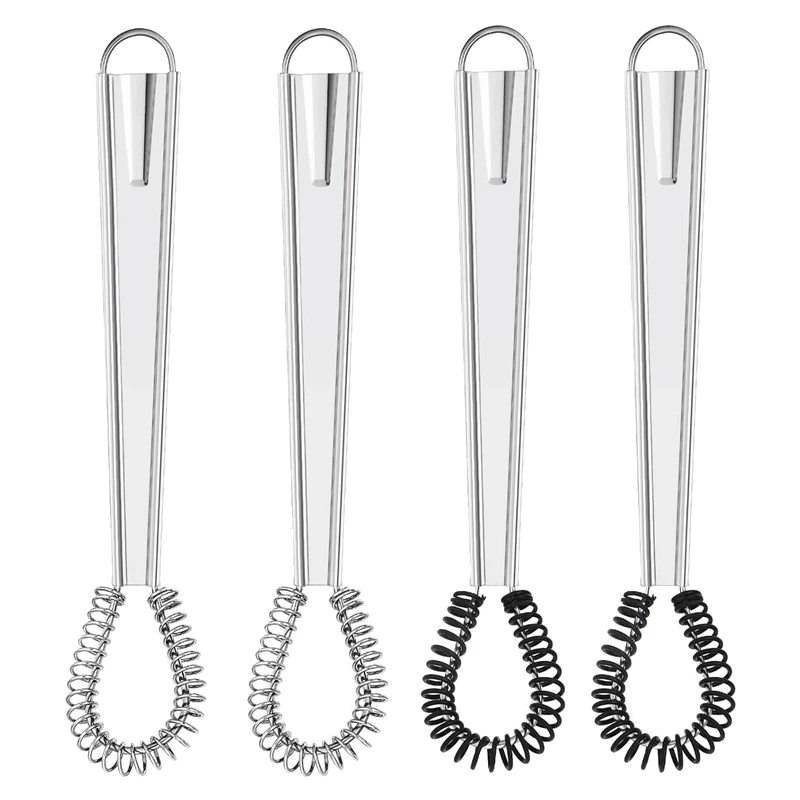 

Quality 4 Pcs Egg Beater Stainless Steel Mini Spring Coil Whisk Silicone Whisk,Hand Stirrer Blender Milk Frother Coffee Mixer