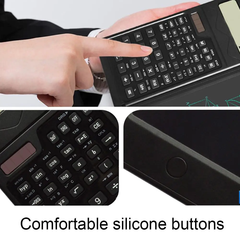 Foldable Calculato & 6 Inch LCD Writing Tablet Digital Drawing Pad With Stylus Pen Erase Button For Office Students Kid Business