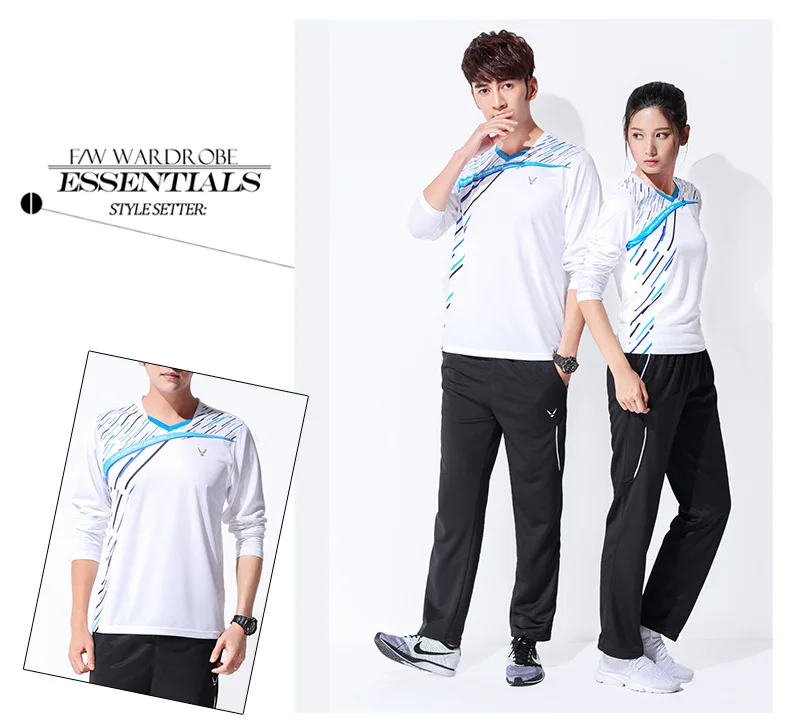 spring/autumn Men/women badminton suits,table/tennis sport jerseys pants,badminton long sleeved t-shirt+pants team train clothes