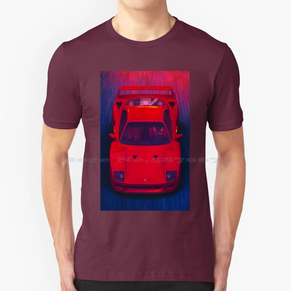 F40 In Motion T Shirt 100% Cotone Tee F40 Gt Sport Gran Turismo Ps4 Red Car Turbo V8 Driver Sim