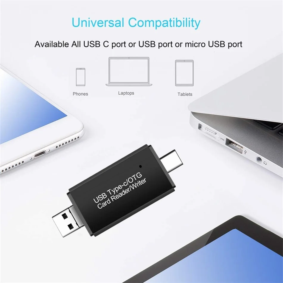 3-in-1 USB 2.0 카드 리더 OTG 메모리 카드 리더 타입 C 카드 리더 (마이크로 SD, TF, SD 카드용) PC, 노트북, 스마트폰, 태블릿용