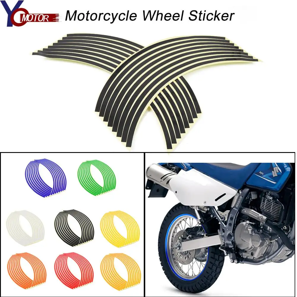 Motorcycle Waterproof Rim Wheel Reflective Decals Decoration Sticker 17inch /18inch wheel For HONDA CR YZ KX CRF YZF RMZ KXF WR 4pcs fire flame sticker for motor body parts decoration waterproof flame decal motorcycle reflective stickers