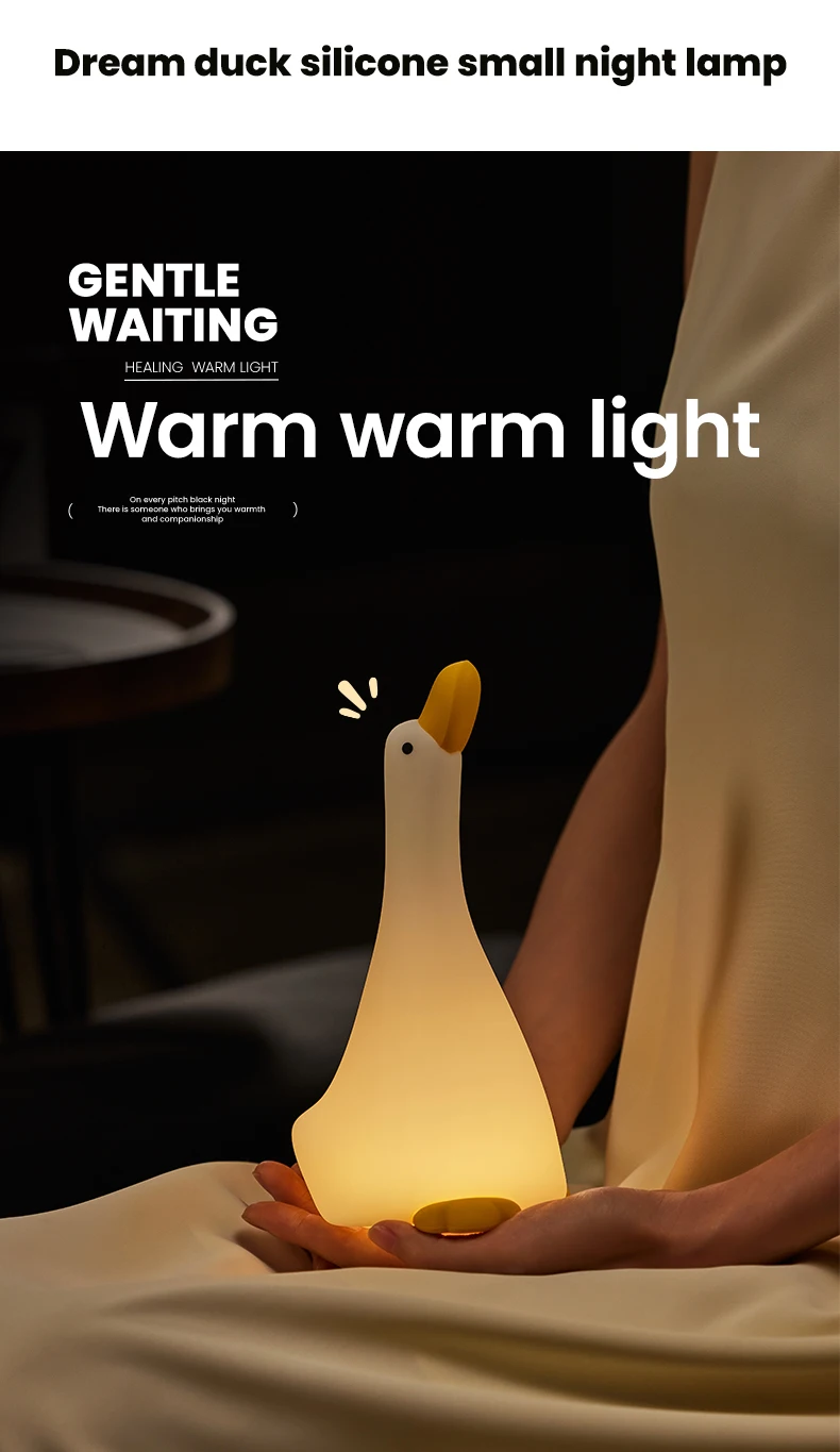 Description Picture 4 of itemD2 LED Night Light Cute Duck Silicone Lamp USB Rechargeable Timing Bedside Room Decor Nightlights Dimming Touch Lamp Kids Gifts