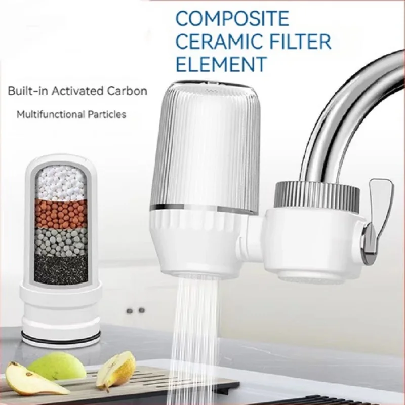 Tap Water Purifier Filter Washable Replacement Kitchen Faucet Long Lasting Ceramic Core Activated Carbon Core Bacteria Removal