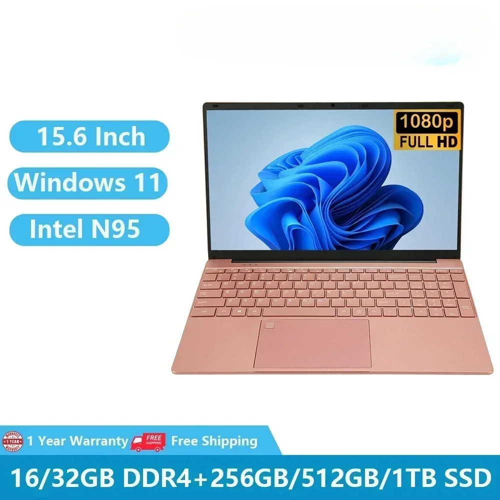 2024 Donna Laptop Windows 11 Cheap School Notebook Computer Pc Netbook 15.6 Pollici Intel 12Th Gen N95 16G Ram 1Tb M.2 Dual Wifi
