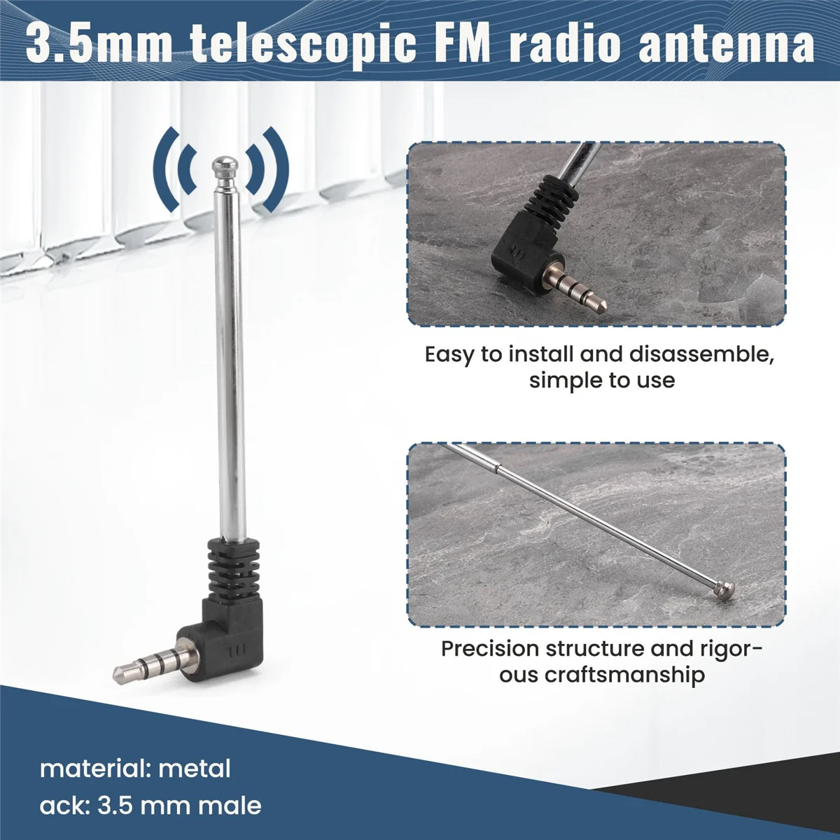 Retractable 3.5mm FM Radio Antenna