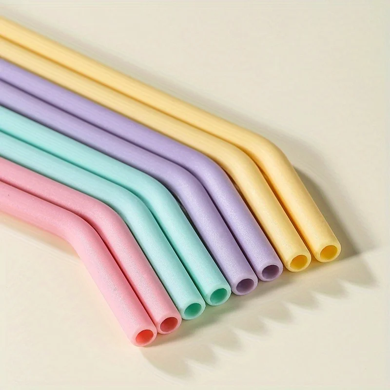 Set of 4 Eco-Friendly Silicone Straws - Reusable, BPA-Free, and Easy to Clean