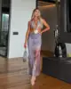 2025 New Hollow Out Beach Dresses For Women 2 Piece Swimwear Retro Print  Mesh Swimming Elegant Cover-Up Skirt Sexy Vacation
