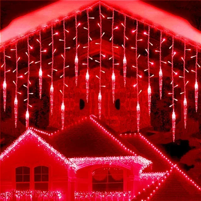 thumbnail image 1 of Guirnalda navideña 2024, cortina de luces LED, cadena de carámbanos, CA 220 V/110 V, lámpara decorativa para jardín, calle, exterior, luz navideña., 1 of 5