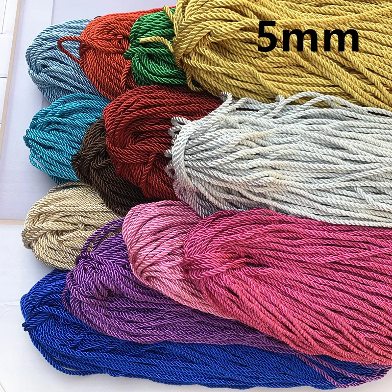 3/5mm 3 Strands Polyester Rope 5 Meters/Lot for Costume Jewelry Gift Box Decoration Rope DIY Handmade Home Textile Decoration polyester rope