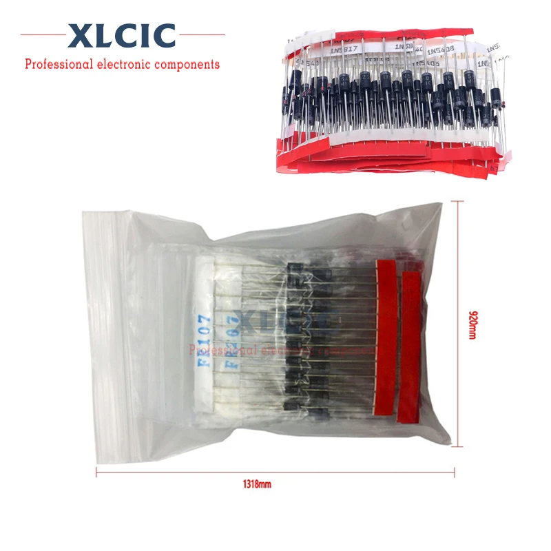 

100/200Pcs 8/14Values Schottky Rectifier Diode Kit 1N4148 1N4007 1N5819 1N5399 1N5822 1N5408 1N4001 1N4004 UF4007 FR107 RLFR207