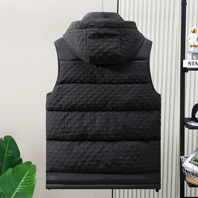 3615 Black Gray Sleeveless Jacket Men Pockets Warm Vest Waistcoat