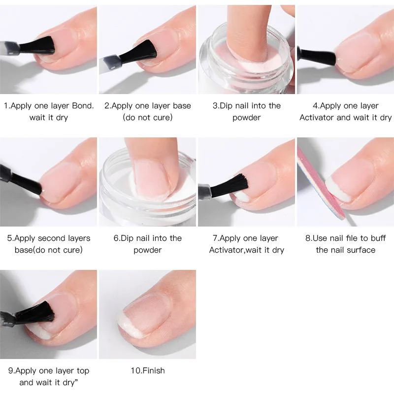 MEET ACROSS Glitter Dipping Powder Nail Kit Dipping Nail Powder System Set Natural Dry Art DIY Decoration Manicure