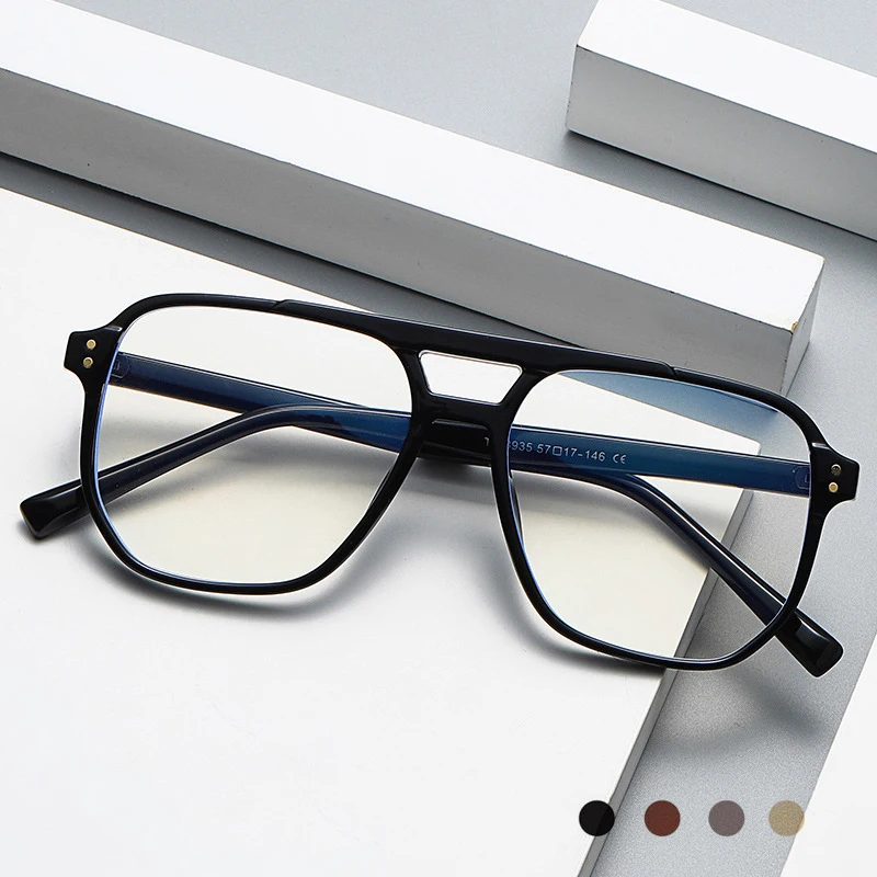 

Ahora Square Pilot Computer Reading Glasses Frame Anti Blue Light Double Beam Presbyopia Eyeglasses Retro Unisex 0...+4.0