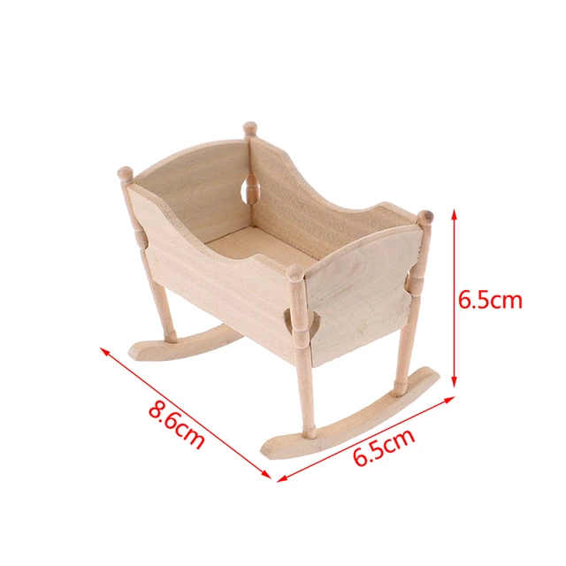 TOYANDONA 1/12 Cuna de madera en miniatura para bebé, cuna de madera, cuna  para muñeca, cama de muñecas, dormitorio, modelo de muebles en miniatura