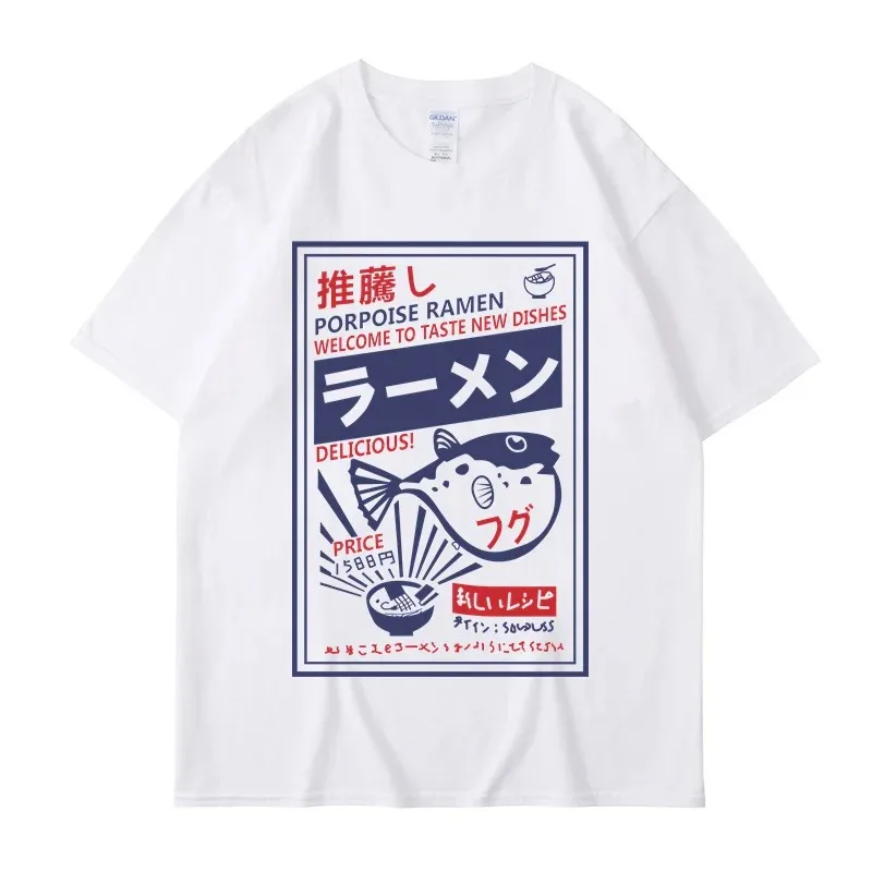 

Уличная одежда в стиле хип-хоп, футболка в стиле Харадзюку, японская Футболка с принтом рыбы и канадзи, 2021 Мужская Повседневная футболка в стиле Кэти, японский стиль