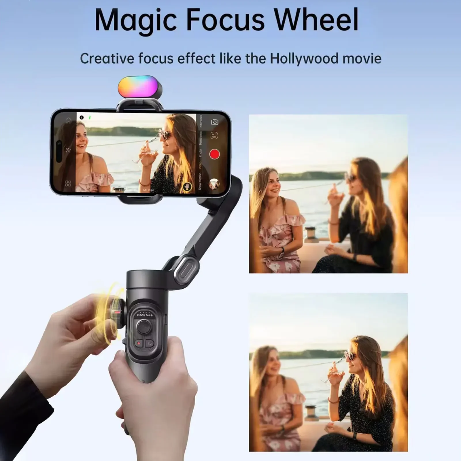 Smart XE Gimbal Stabilizer for Smartphone iPhone Video Recording Magnetic Fill Light 3-Axis Foldable Android Gimble AOCHUAN