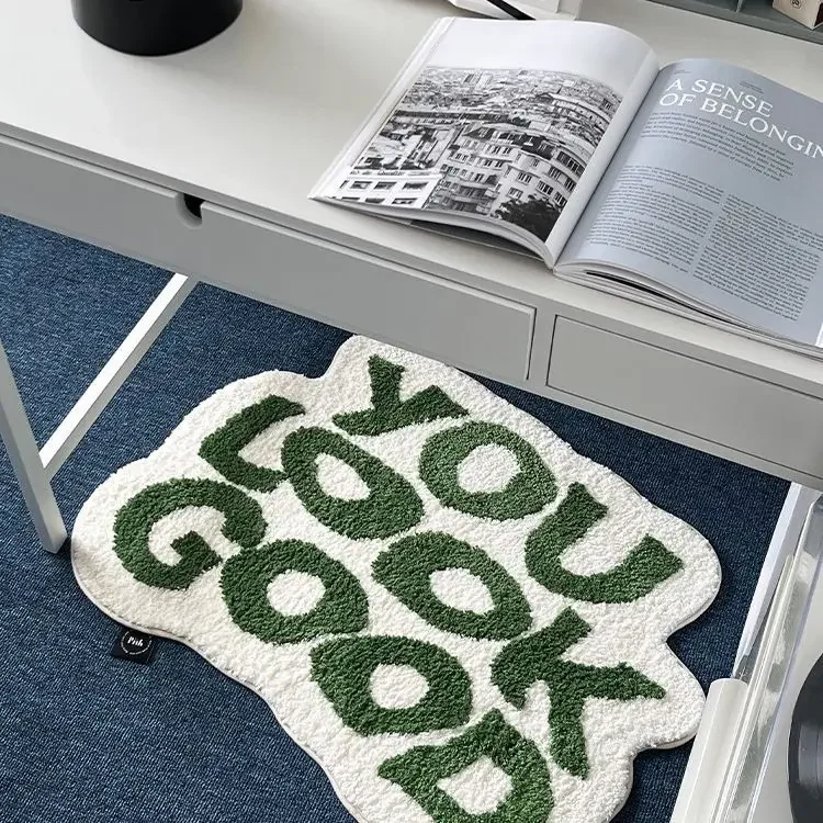 Imitation Cashmere Simple Home Decoration Door Mat Water-absorbent Non-slip Letter Carpet Floor Mat Bedside Bedroom Room Blanket
